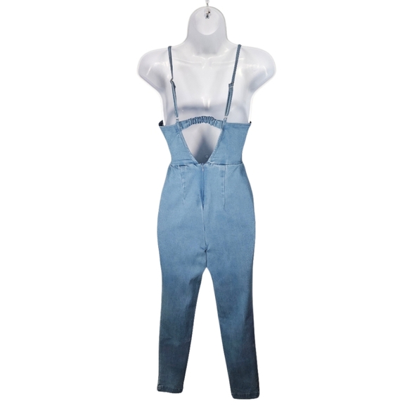 Highway Jeans Spaghetti Strap Jumpsuit Size Small Sleeveless Stretch Blue Denim - Picture 6 of 16